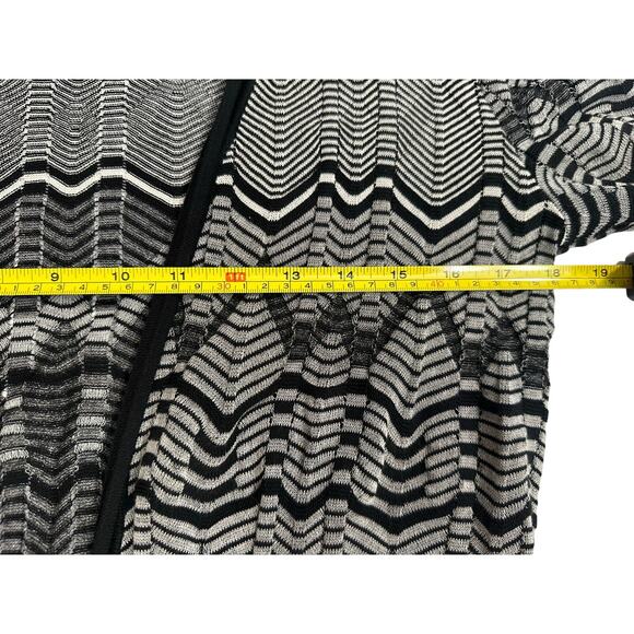 Missoni Cardigan Black & White Zig Zag Woven Open Front Long Sleeve size Large - Picture 8 of 10